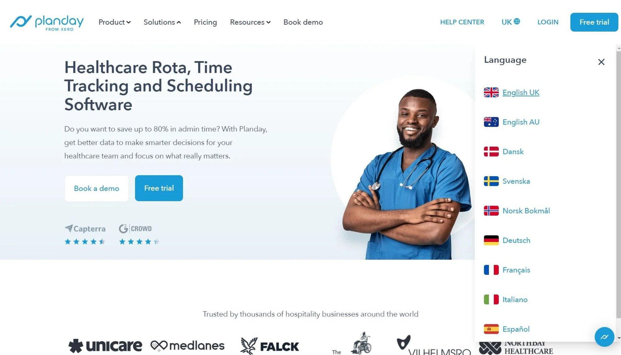 Planday healthcare page